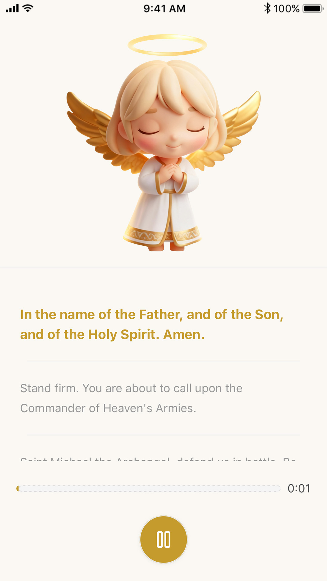 The Unfallen guardian angel in prayer mode